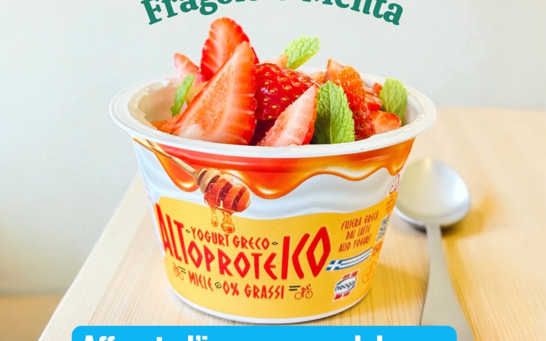 YOGURT ALTOPROTEICO MIELE, FRAGOLE FRESCHE E MENTA