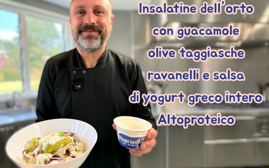 INSALATA DELL’ORTO CON GUACAMOLE E YOGURT INTERO ALTOPROTEICO